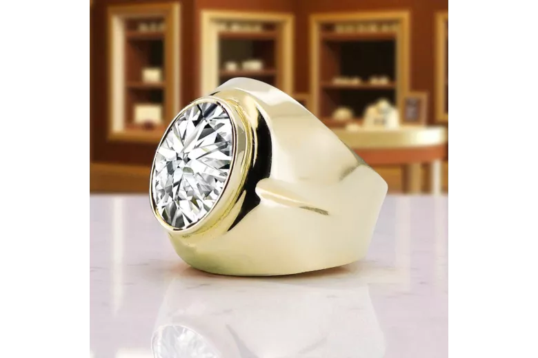 Zircon Or jaune 14 carats Anneau Artisanat vintage vrc296y